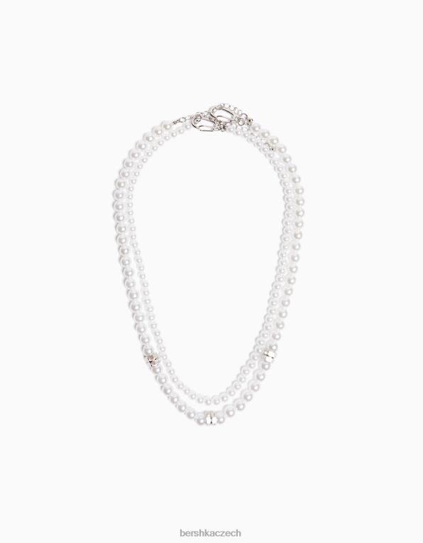muži Bershka náhrdelník z umělých perel P88443664 Příslušenství bílý