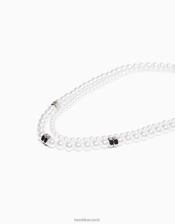 muži Bershka náhrdelník z umělých perel P88443664 Příslušenství bílý
