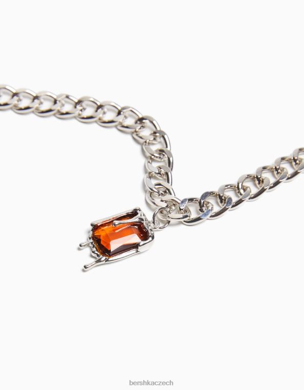 muži Bershka ozdobený náhrdelník P88443691 Příslušenství stříbrný