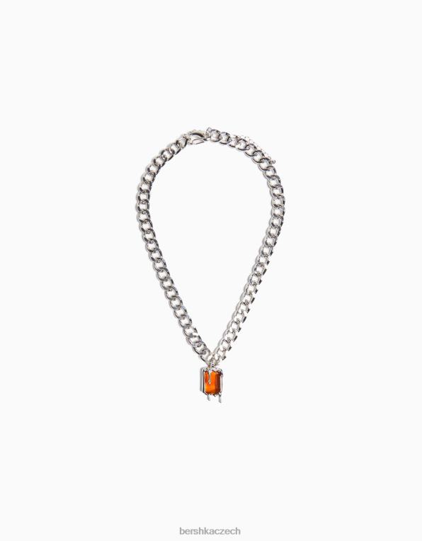 muži Bershka ozdobený náhrdelník P88443691 Příslušenství stříbrný