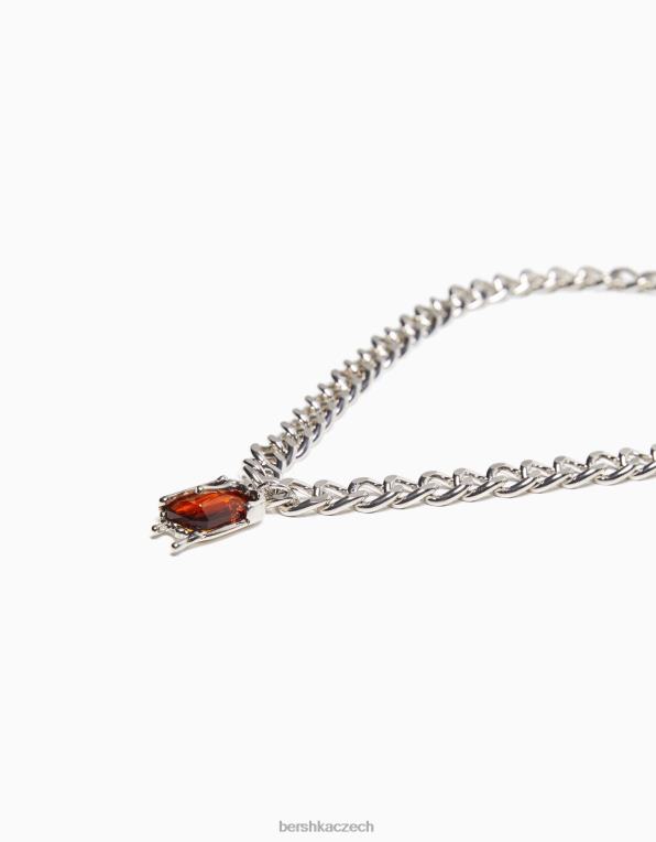 muži Bershka ozdobený náhrdelník P88443691 Příslušenství stříbrný