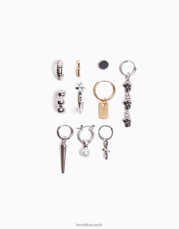 muži Bershka sada 10 křížkových náušnic P88443670 Příslušenství stříbrný