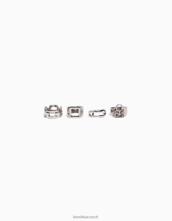 muži Bershka sada 4 řetízkových kroužků na visací zámek P88443652 Příslušenství stříbrný