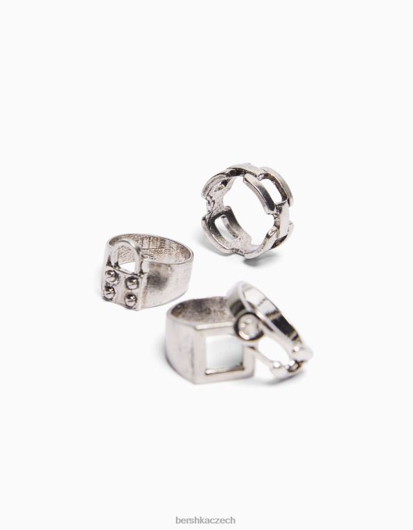 muži Bershka sada 4 řetízkových kroužků na visací zámek P88443652 Příslušenství stříbrný
