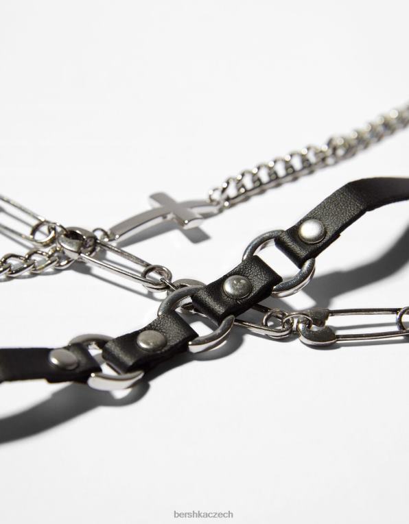 muži Bershka sada 5 náramků se zavíracím špendlíkem P88443656 Příslušenství Černá
