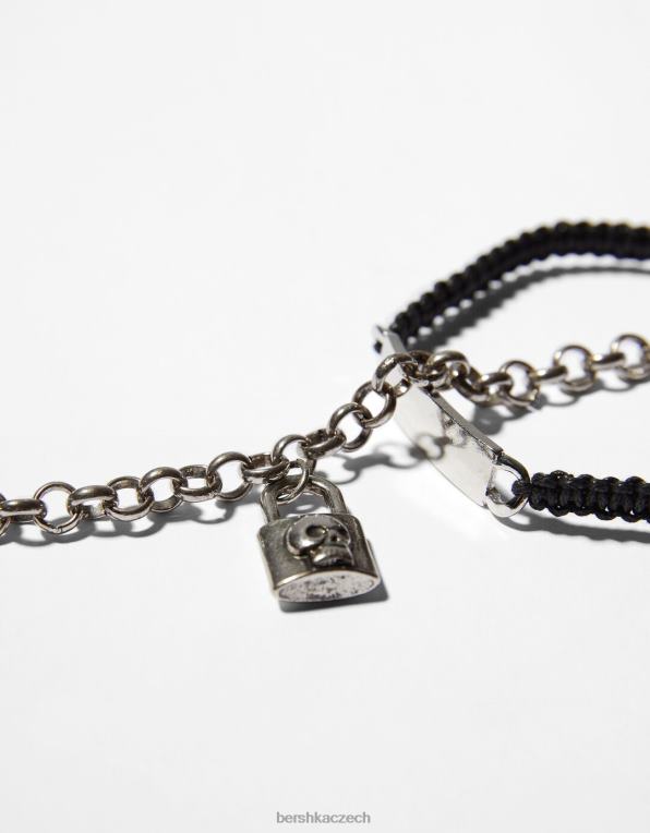 muži Bershka sada 5 náramků se zavíracím špendlíkem P88443656 Příslušenství Černá