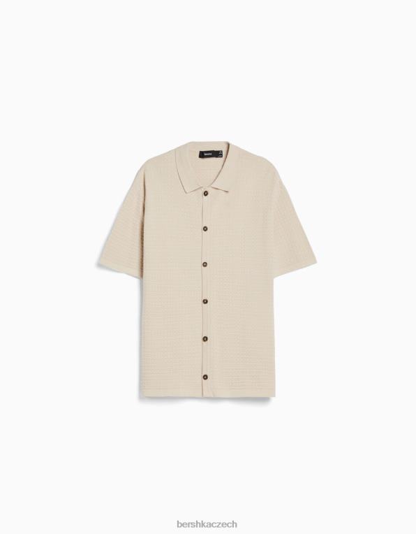 muži Bershka Sada strukturované pletené košile a bermud P88443440 oblečení krém