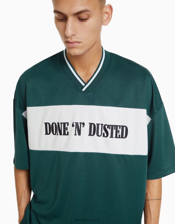 muži Bershka Set síťovaného trička a bermud P88443409 oblečení zelená