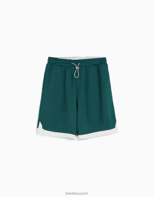 muži Bershka Set síťovaného trička a bermud P88443409 oblečení zelená