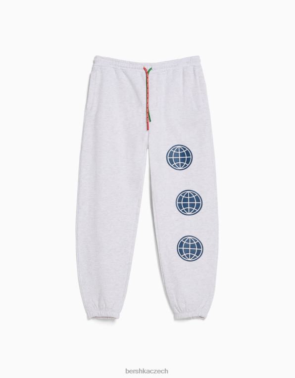 muži Bershka plyšová sada mikiny a kalhot s potiskem P88443411 oblečení Šedá