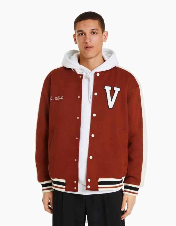 muži Bershka bunda z umělého semiše s nášivkou P88443094 oblečení tmavě oranžová