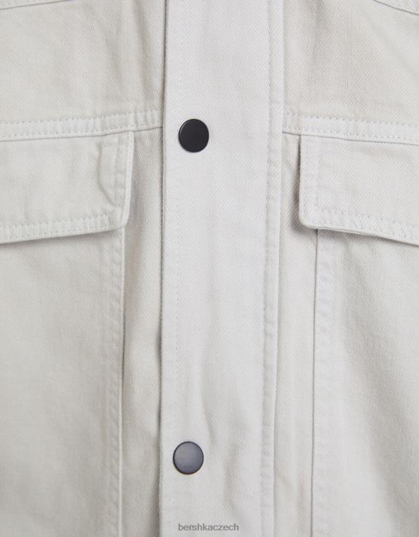 muži Bershka džínová padáková bunda s kapucí P88443075 oblečení Šedá