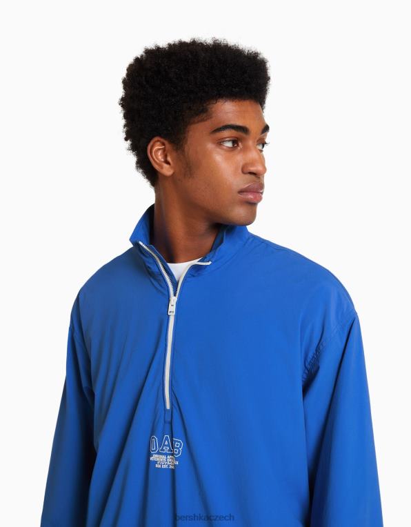 muži Bershka lehká bunda z nylonové směsi P88443072 oblečení modrý