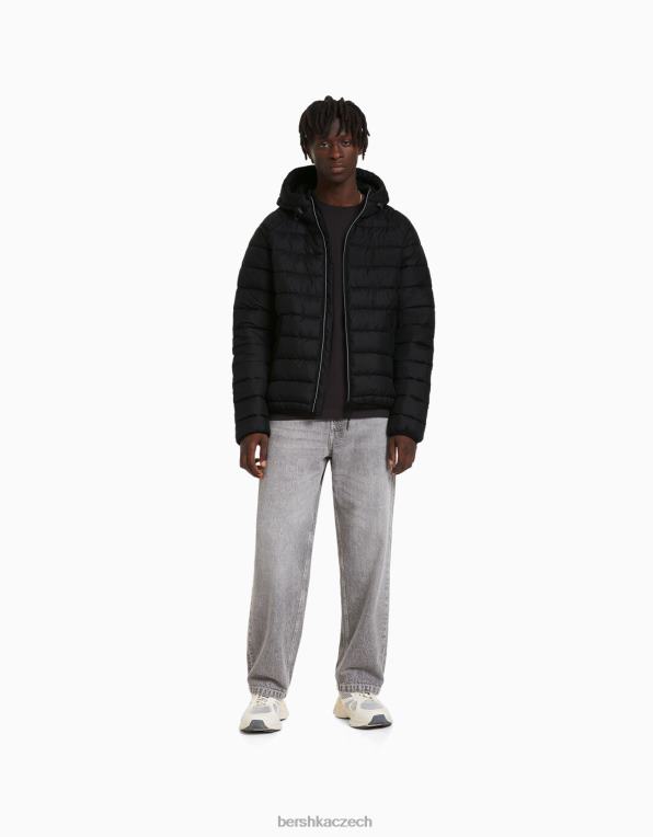muži Bershka lehká nafukovací bunda P88443061 oblečení Černá