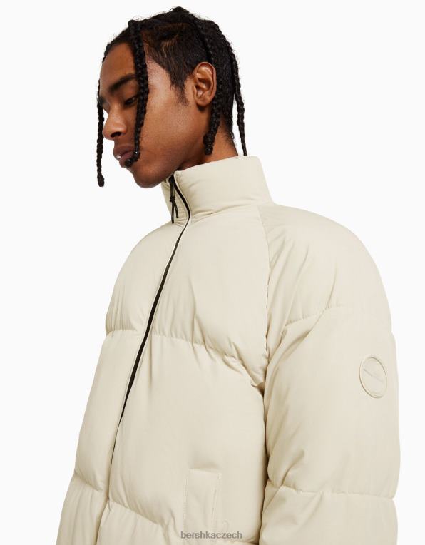 muži Bershka nafukovací bunda P88443068 oblečení špinavě bílé