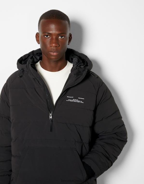 muži Bershka nafukovací bunda s kapsičkou P88443059 oblečení Černá