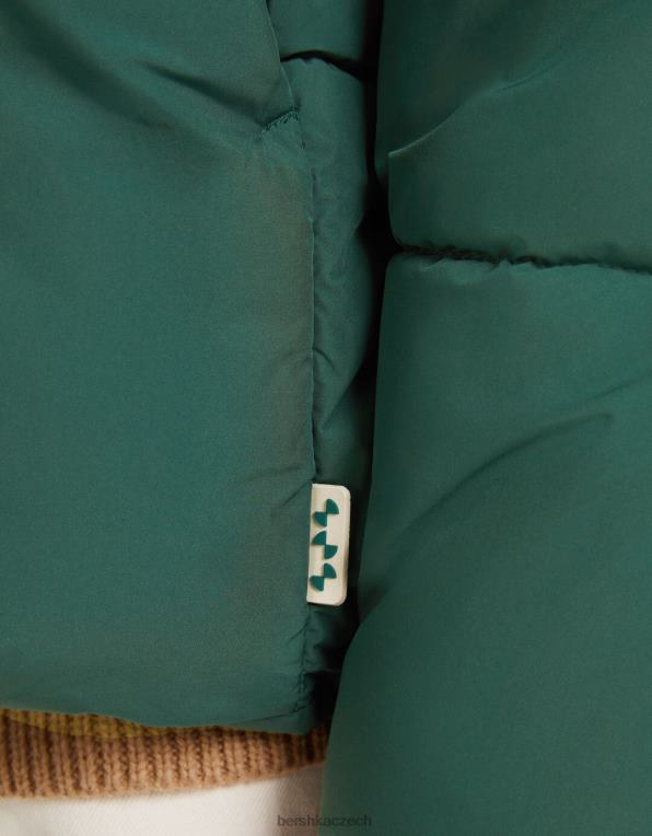 muži Bershka nafukovací bunda s kapucí P88443089 oblečení zelená