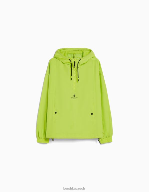 muži Bershka tenká nylonová bunda s kapucí P88443074 oblečení Limetka
