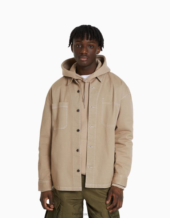 muži Bershka bavlněná košile s kontrastní nití P88442936 oblečení výhradní