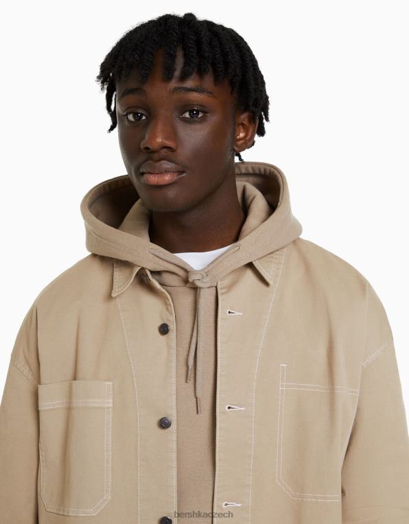 muži Bershka bavlněná košile s kontrastní nití P88442936 oblečení výhradní