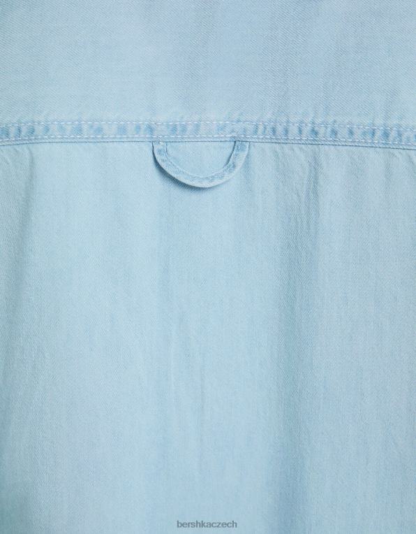 muži Bershka oversized košile s krátkým rukávem P88442915 oblečení světle modrá