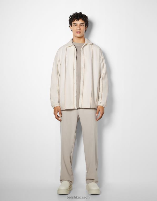 muži Bershka pruhované tílko P88442938 oblečení krém