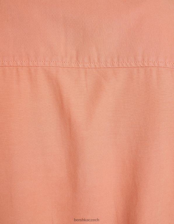 muži Bershka rustikální košile uvolněného střihu s krátkým rukávem P88442943 oblečení oranžový