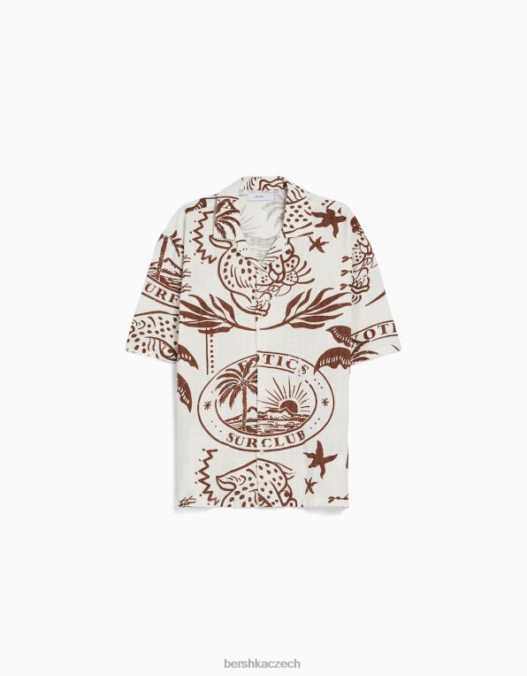 muži Bershka rustikální triko s krátkým rukávem P88442889 oblečení špinavě bílé