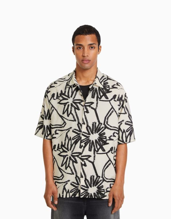 muži Bershka rustikální triko s krátkým rukávem P88442890 oblečení krém