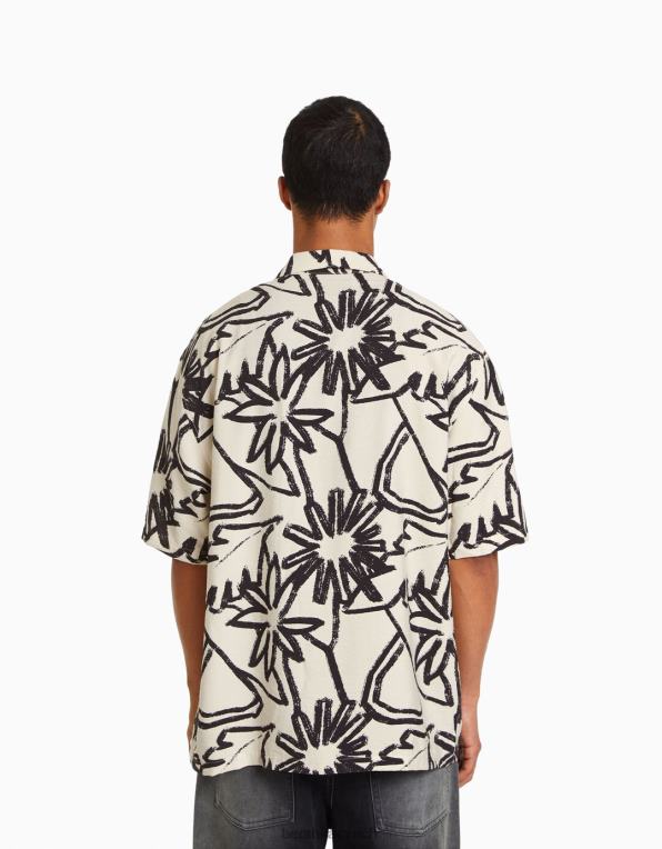 muži Bershka rustikální triko s krátkým rukávem P88442890 oblečení krém