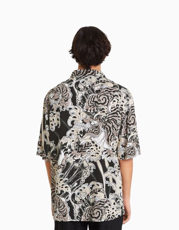 muži Bershka triko s krátkým rukávem s potiskem P88442871 oblečení Černá