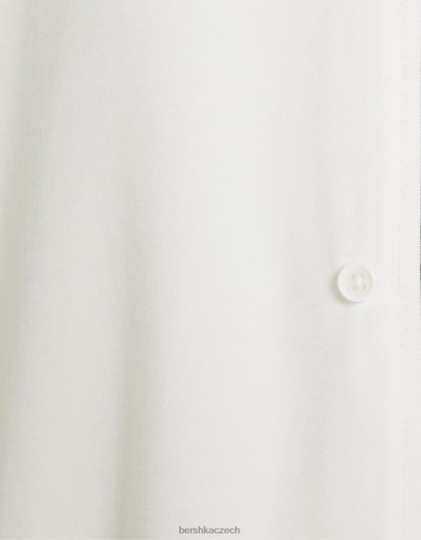 muži Bershka uvolněná košile s krátkým rukávem P88442904 oblečení bílý