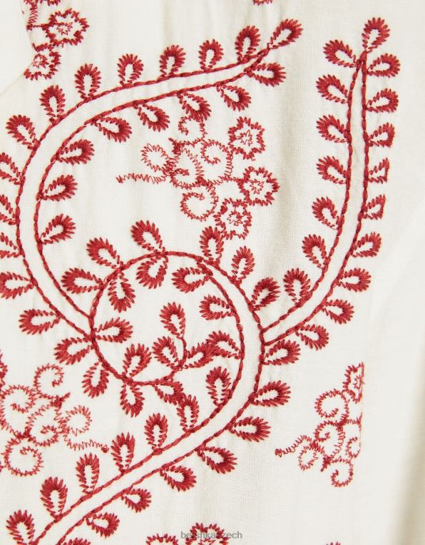 muži Bershka vyšívaná košile s krátkým rukávem s plátnem P88442858 oblečení špinavě bílé