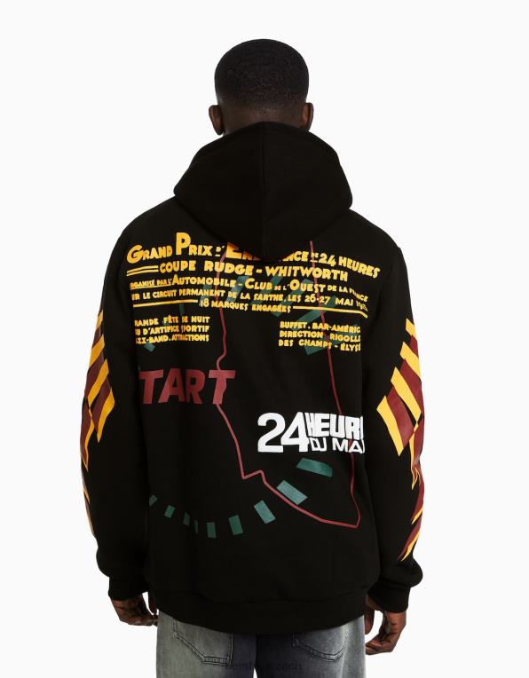 muži Bershka 24h mikina s kapucí P88442963 oblečení Černá