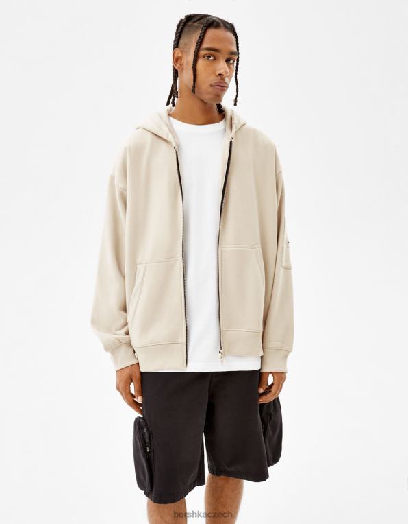 muži Bershka mikina na zip P88442991 oblečení kámen