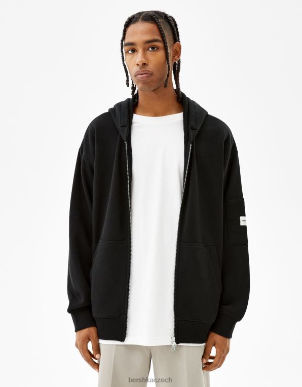 muži Bershka mikina na zip P88442992 oblečení Černá