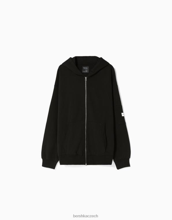 muži Bershka mikina na zip P88442992 oblečení Černá