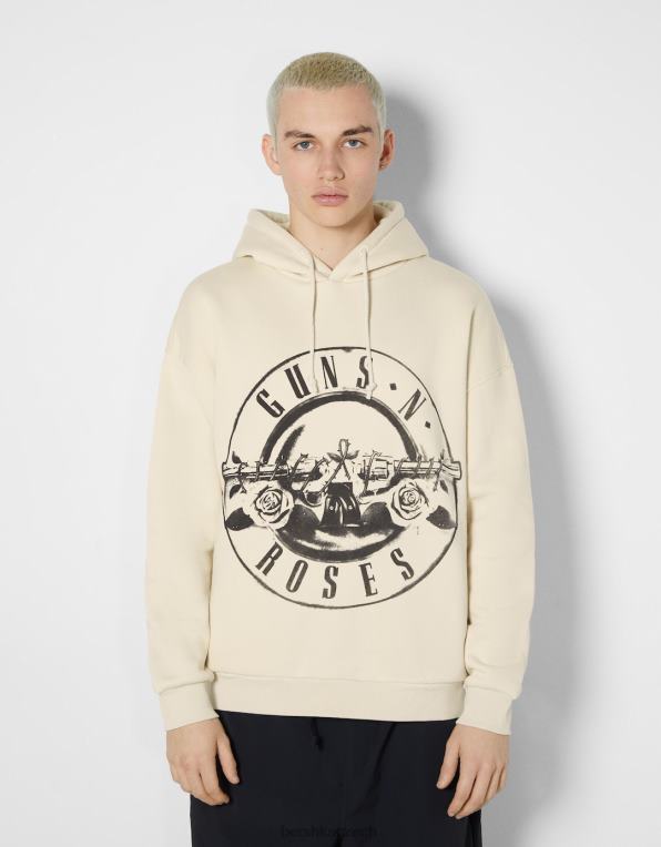 muži Bershka mikina s kapucí guns n' roses P88442988 oblečení velbloud