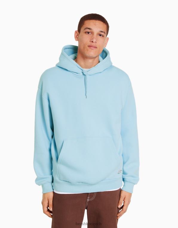 muži Bershka oversize mikina s kapucí P88442951 oblečení světle modrá
