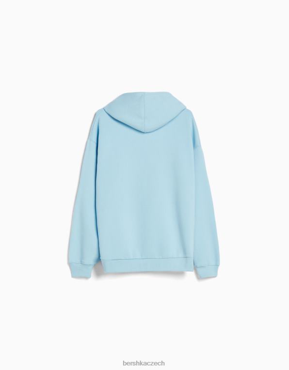 muži Bershka oversize mikina s kapucí P88442951 oblečení světle modrá