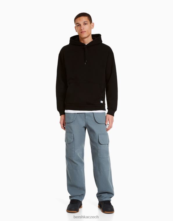 muži Bershka oversize mikina s kapucí P88442952 oblečení Černá