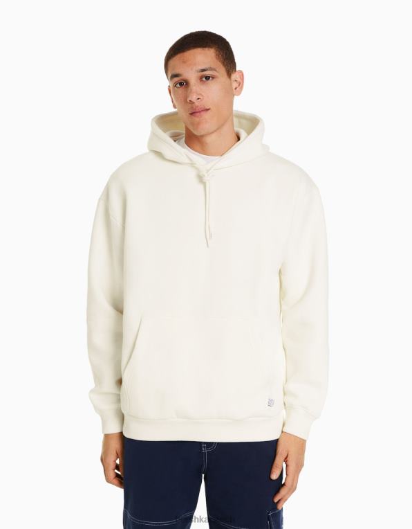 muži Bershka oversize mikina s kapucí P88442953 oblečení špinavě bílé
