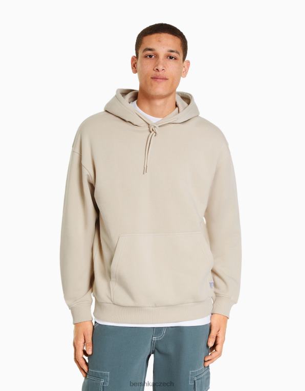 muži Bershka oversize mikina s kapucí P88442956 oblečení béžový