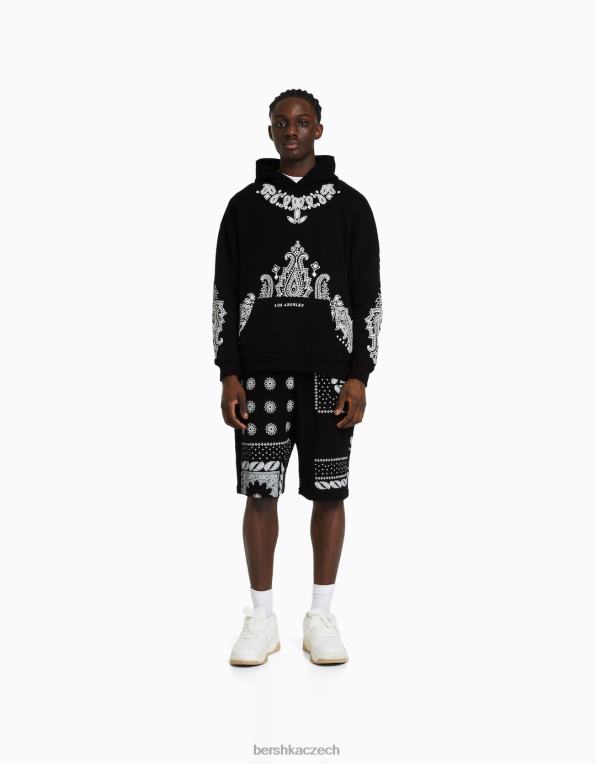 muži Bershka oversize mikina s paisley potiskem P88442982 oblečení Černá