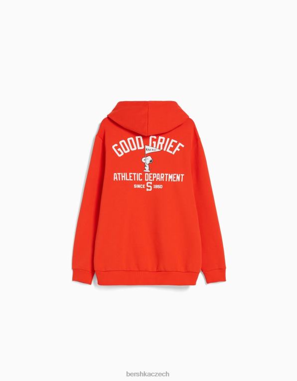 muži Bershka snoopy vyšívaná mikina s kapucí P88442961 oblečení Červené