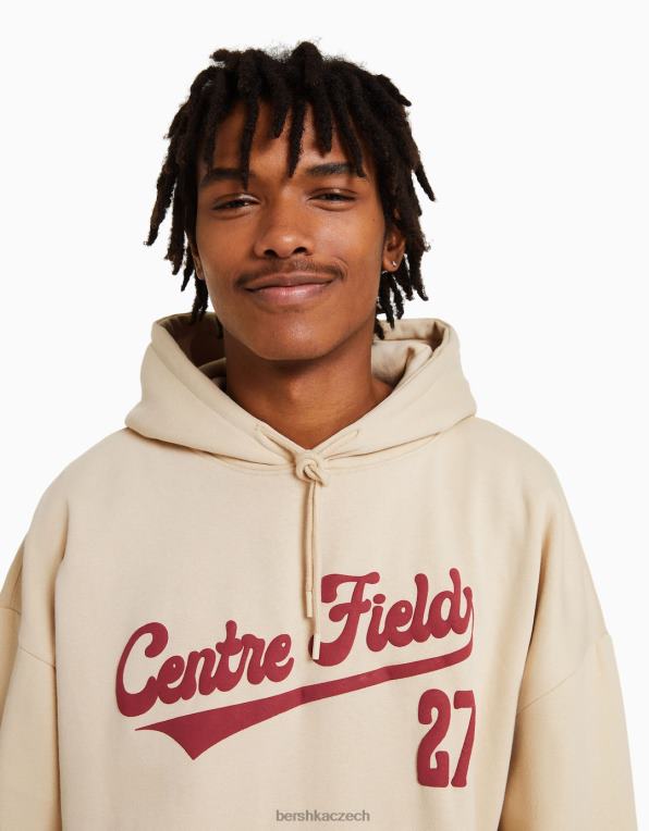 muži Bershka vysokoškolská mikina s kapucí P88442989 oblečení velbloud