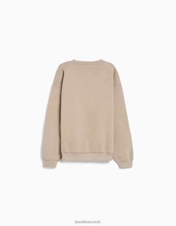 muži Bershka oversize mikina s výstřihem P88442990 oblečení velbloud