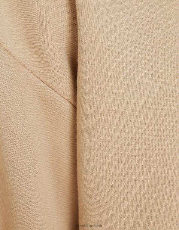 muži Bershka oversize mikina s výstřihem P88442990 oblečení velbloud