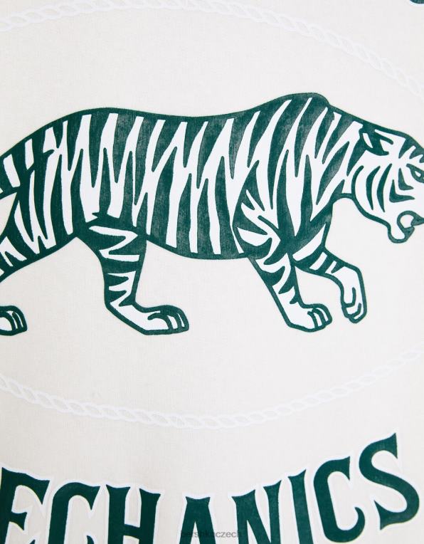 muži Bershka potištěná mikina P88442981 oblečení bílý