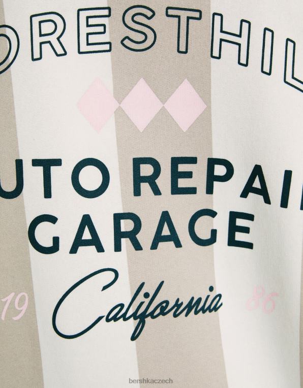 muži Bershka pruhovaná mikina se zipem P88442969 oblečení Šedá